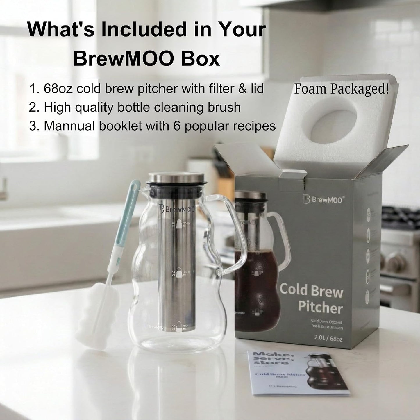 Sleek Wave 2.0 L/68 oz Cold Brew Coffee Maker Pitcher