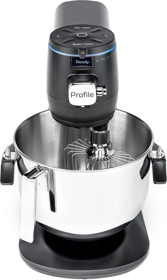 GE Profile Smart Stand Mixer, Built-In Smart Scale & Auto Sense Technology, 7qt Stainless Steel Bowl, 11 Speed, Includes