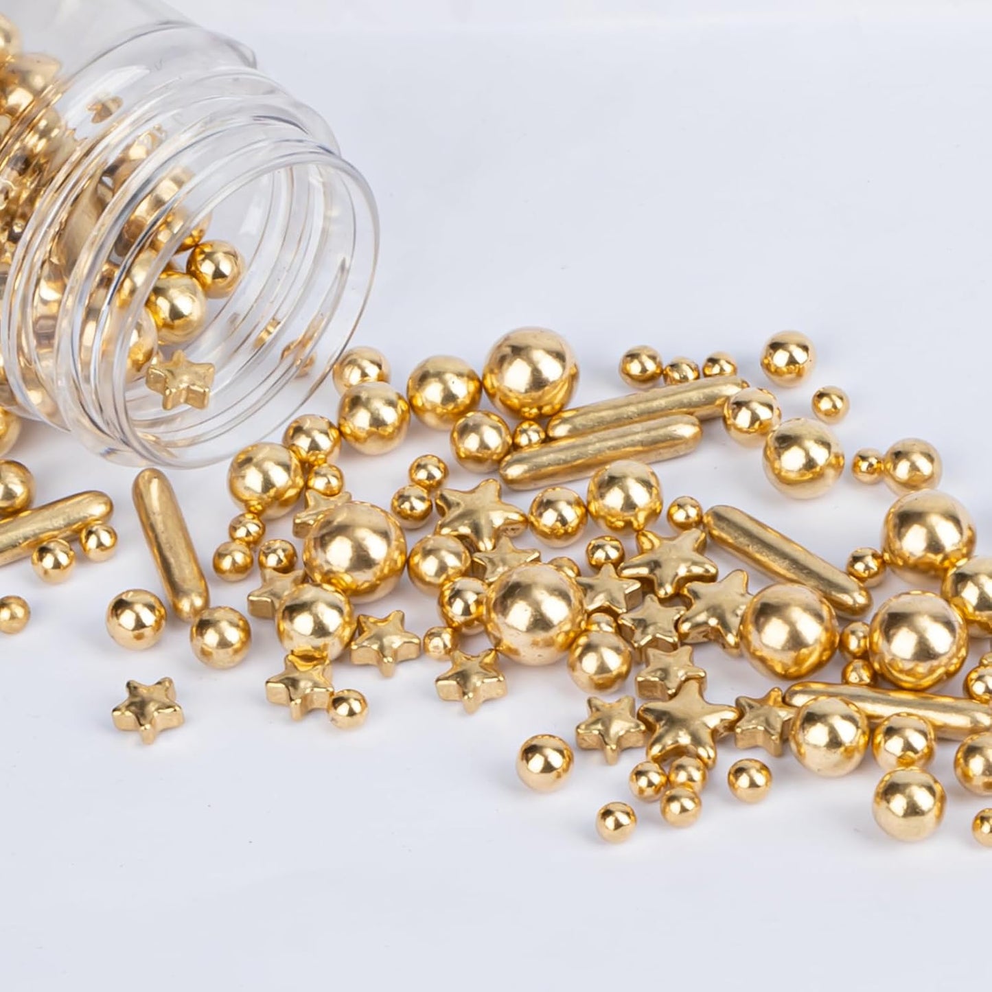 Twisweet Gold Sprinkles 130g, Edible Pearl Sprinkles, Sugar Rods &amp; Stars | Gold cake decorations and star sprinkles for cake toppers, cupcakes, cookies, weddings, birthdays, Christmas &amp; New Year
