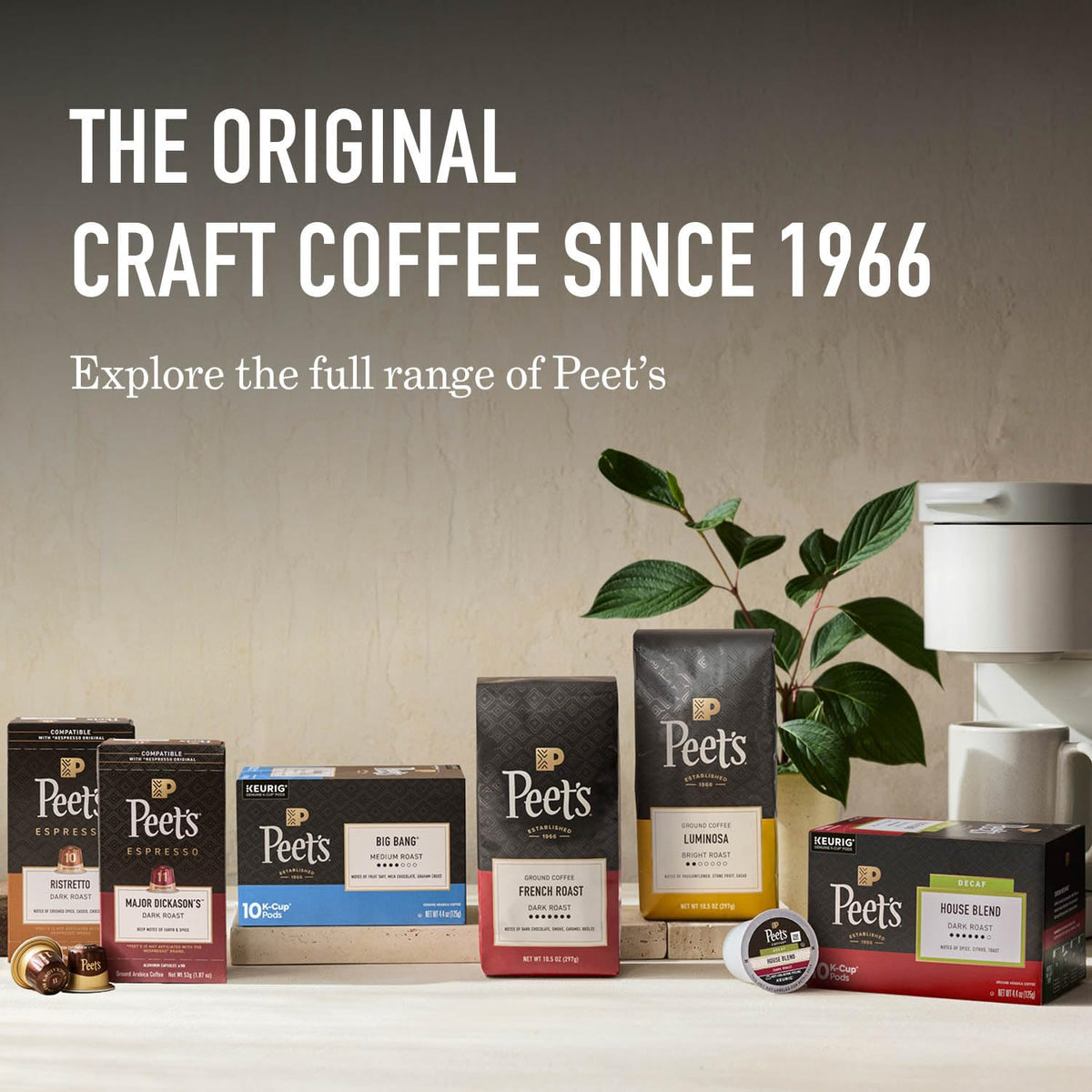 Peet's Coffee, Keurig K-Cup Pods Variety Pack, 100% Arabica Coffee - Luminosa Breakfast Blend, Café Domingo, Organic Alma De La Tierra, House Blend, 40 Count (4 Boxes of 10 Pods)
