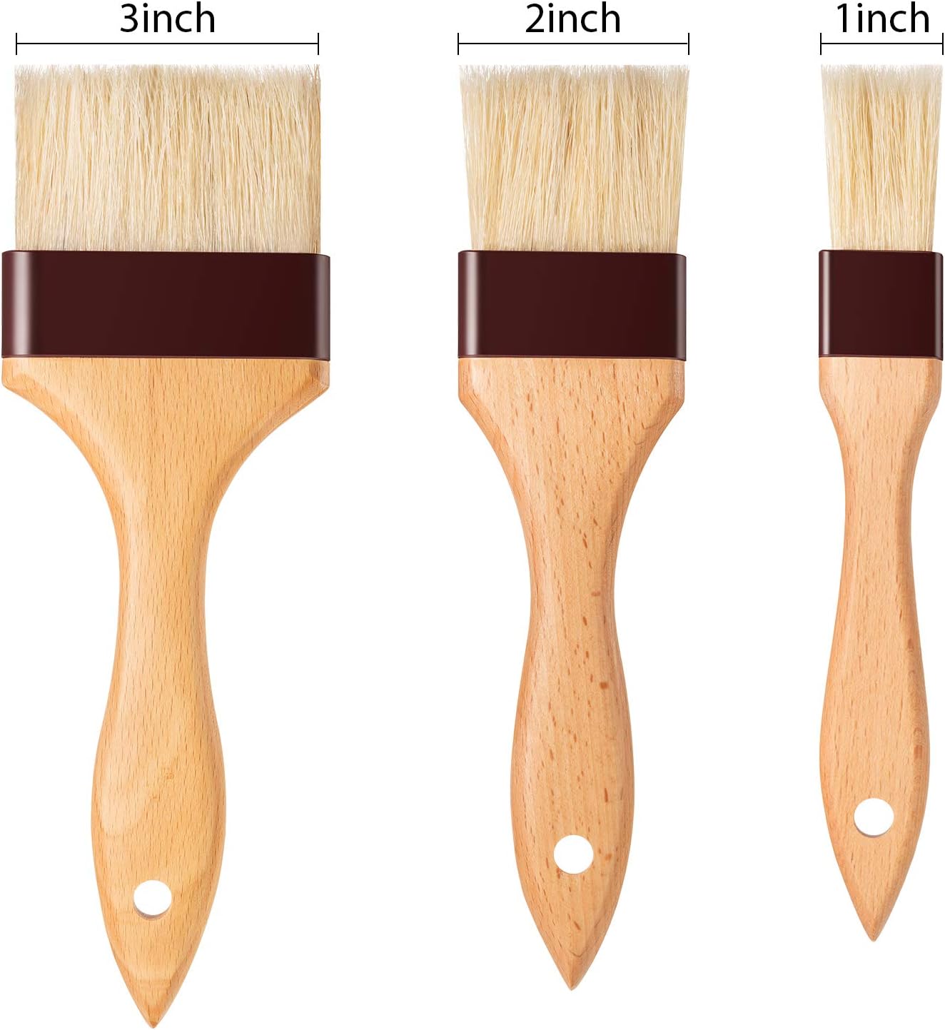 Boao 4 Pcs Pastry Brush, Natural Bristle Basting Brush for Cooking and Baking, BBQ Brushes for Butter, Baster, Oil, Egg, Sauce, Turkey, Grilling, Marinade and Kitchen Food(1, 2, 3 Inch)