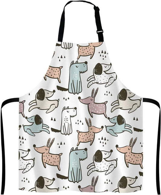 Cartoon Dogs Apron for Women and Men, Adjustable Kitchen Chef Apron for Cooking Baking - Cute Birthday, Anniversary,