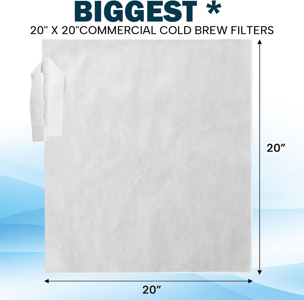 50 Piese Cold Brew Coffee Filters with Drawstring, 20" X 20" Commercial Cold Brew Bags for Commercial Model Cold Brew Coffee Makers and 5 Gallon Systems, Brew Up To 5 LBS Coffee