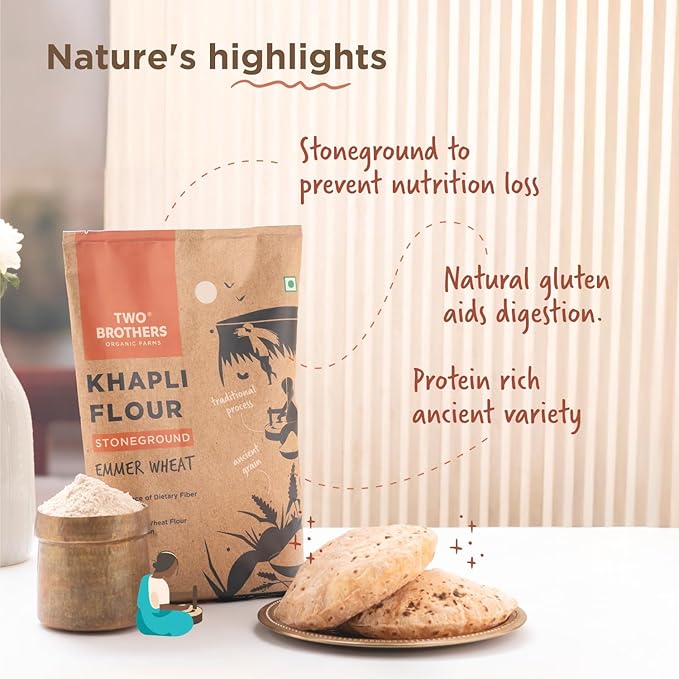 Two Brothers Organic Farms Khapli Atta (Emmer Long Wheat Flour), Stoneground - 10Kg
