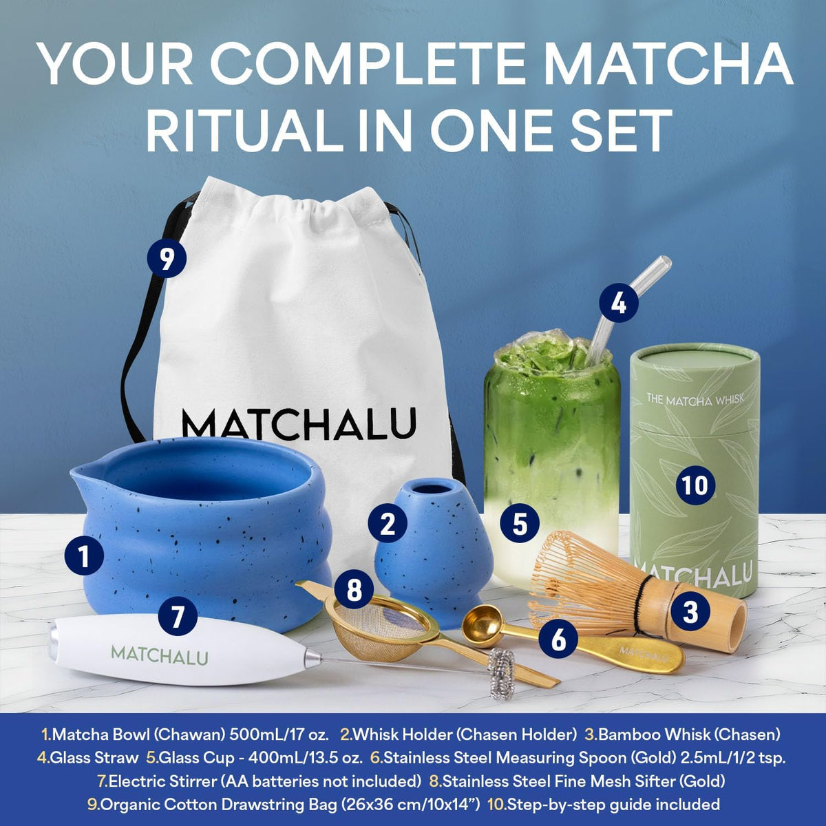 Matcha Whisk Set With Ceramic Matcha Bowl