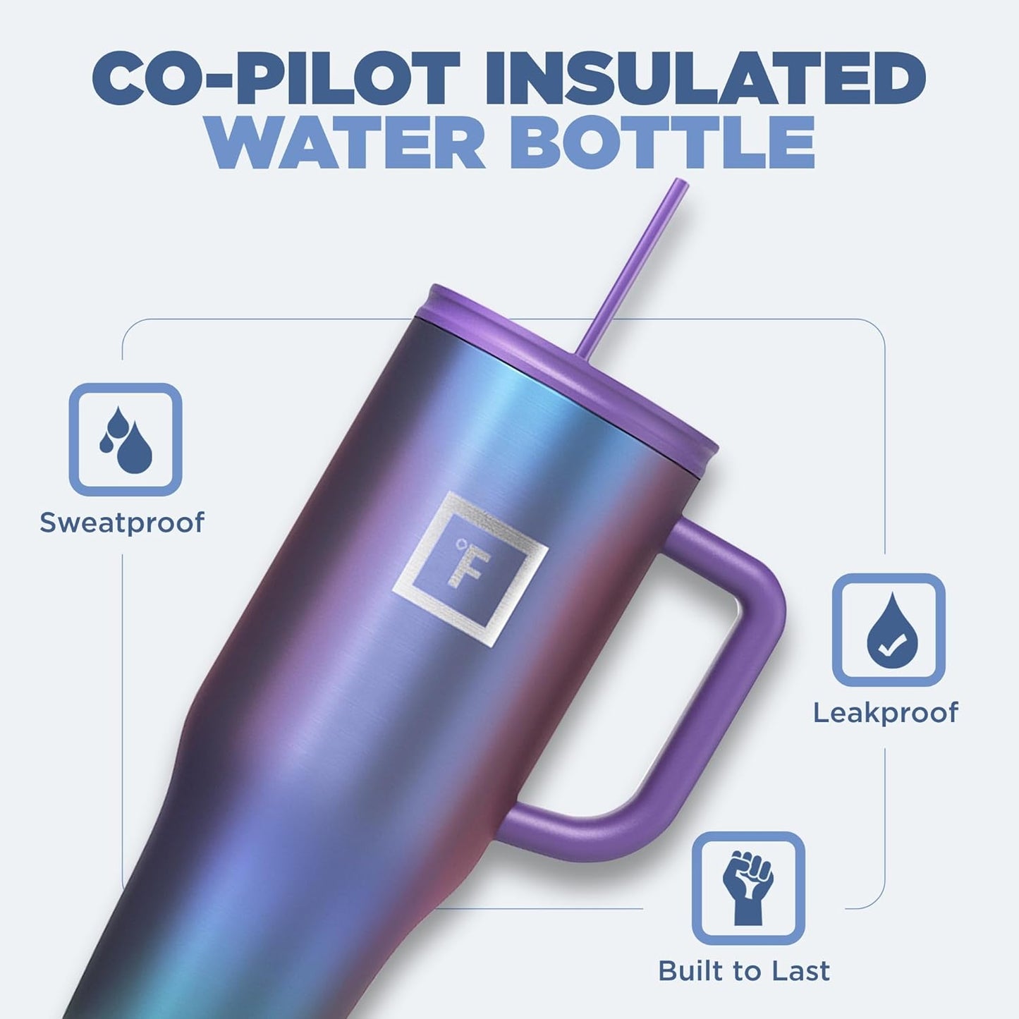 IRON °FLASK Co-Pilot 40 oz Insulated Tumbler with Straw & Flip Cap Lids - Cup Holder Bottle for Hot or Cold Drink - Leak-Proof, Double Walled - Water, Coffee Portable Travel Mug - Dark Pine