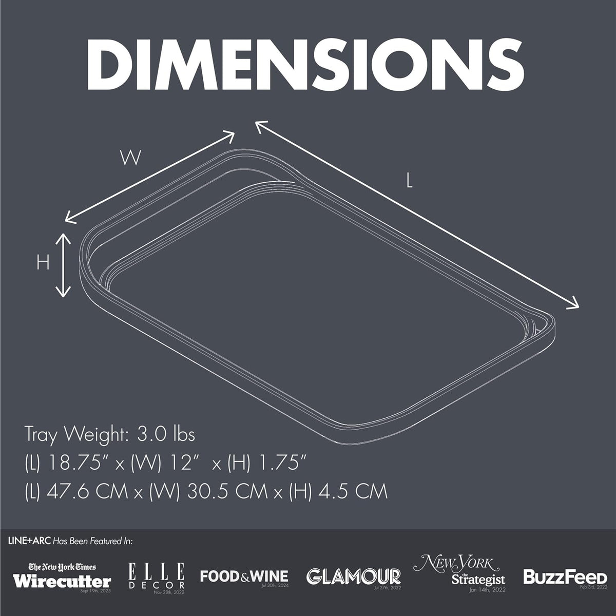 LINE+ARC Waterproof, Easy-to-Clean, 18"x12" Serving Tray Extra Large Handles (Mauve) 100% Food-Grade Melamine for Breakfast, Dinner, Bed, Tea, Crafts, Decorative, TV, Couch, Outdoor, Patio