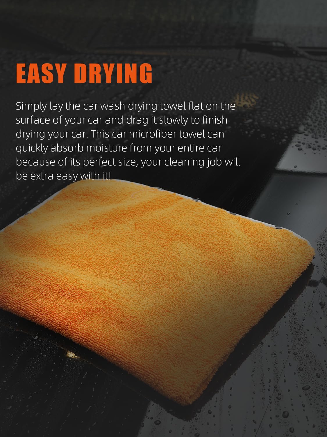 SPTA Drying Towel, Microfiber Car Drying Towel, 1 Pack Highly Absorbent, Scratch Free Large Car Wash Drying Towel for Car Washing, Drying &amp; Auto Detailing, 23.8 x 30.9 inch, Orange-MT032