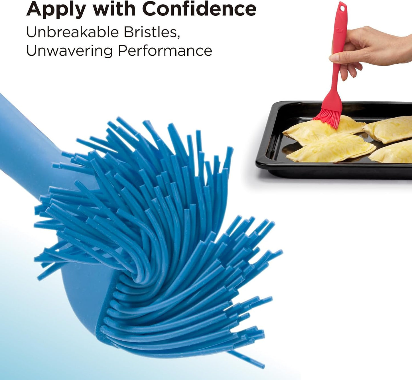Kitchen Mama WaltzGrip Platinum Silicone Basting Pastry Brush, Blue | Heat-Resistant, For Cooking, Baking, Grilling, Spreading Oil or Butter, Dishwasher-Safe