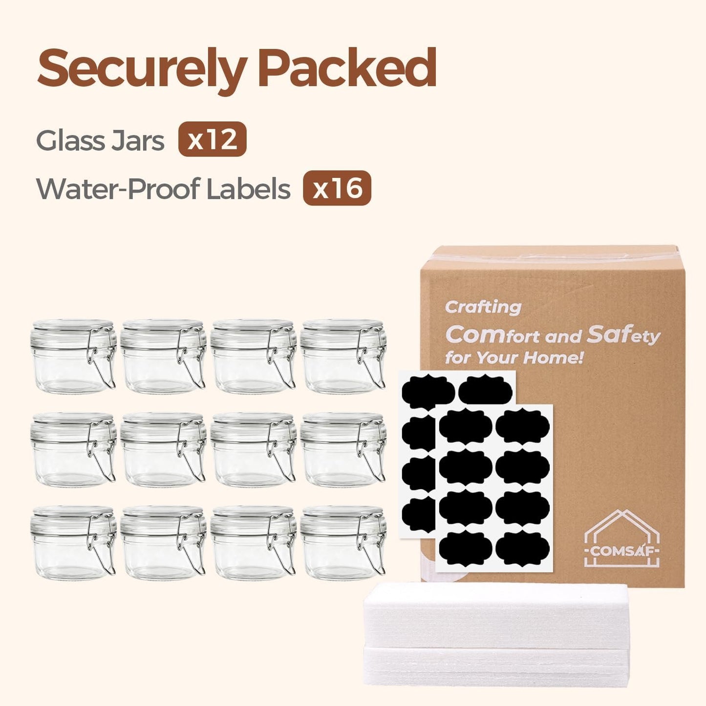 ComSaf Small Glass Spice Jars with Airtight Lids 4 oz 12 Pack Mason Pantry | Seasoning herbs powders, Salt pepper chili, Spice rack cabinet organization, Wedding favors, DIY crafts