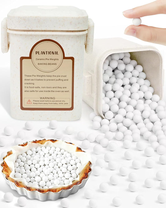 Baking Ceramic Pie Weights, Natural Stoneware For Blind Baking Pie Crusts | 1.5 lb 10mm Ceramic Pie Weights, Heat Resistant to 480°F, Reusable Pie Weights for Homemade &amp; Store-Bought Pie Crusts