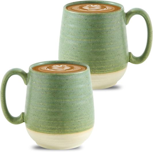Hasense Large Coffee Mugs, Ceramic Tea Cups with Comfortable Handle Set of 2, Perfect for Milk, Latte, Hot Cocoa, Dishwasher