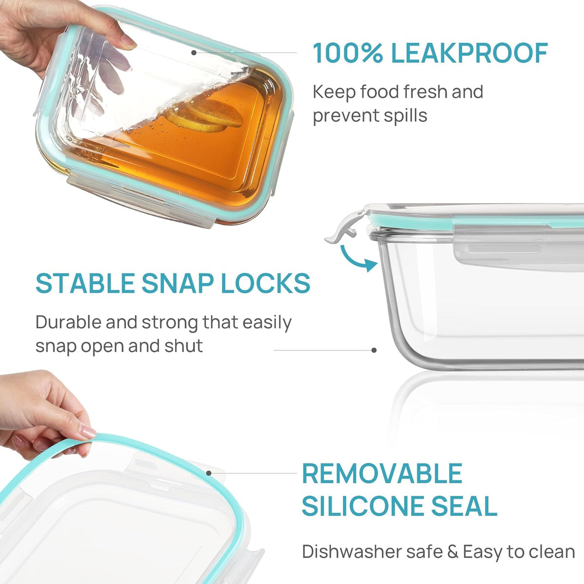 Vtopmart Large Glass Food Storage Containers with Lids, 122oz+50oz, 2 Pack