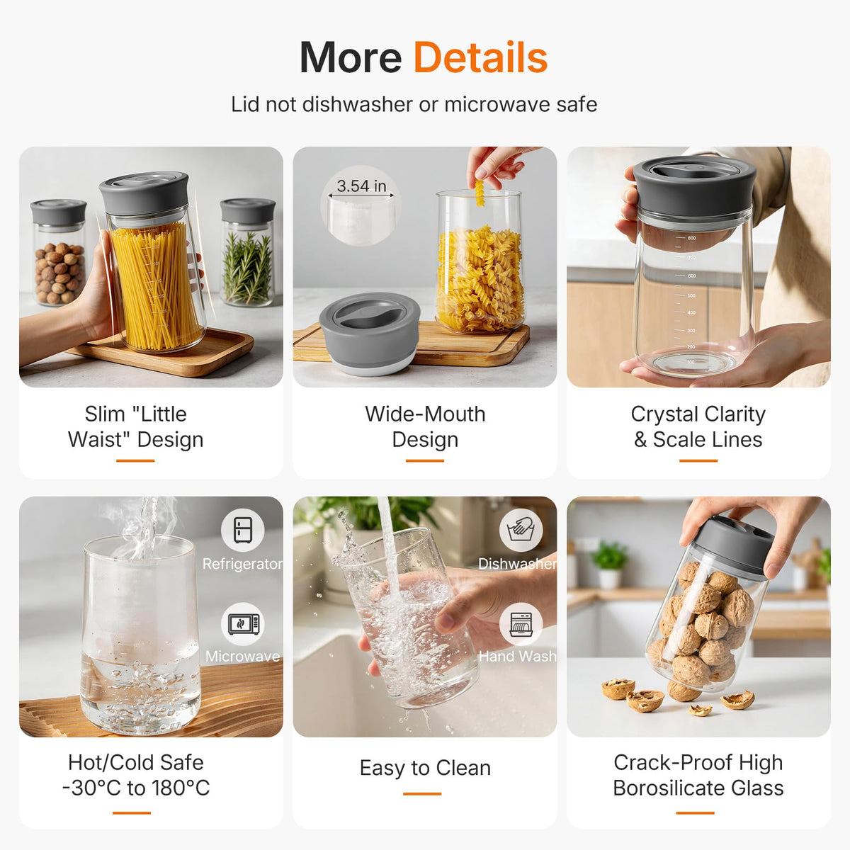 NUZEAK 2-Pack 27oz Glass Jar with Airtight Lid for Coffee Beans, Rotary Twist-Seal