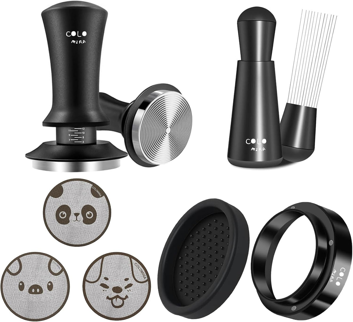 54mm Espresso Accessories Kit Fits Espresso Machine &amp; Portafilter | Spring Loaded Calibrated Tamper, WDT Tool and Dosing Funnel, Espresso puck screen Set, Aluminium and 316 Stainless Steel