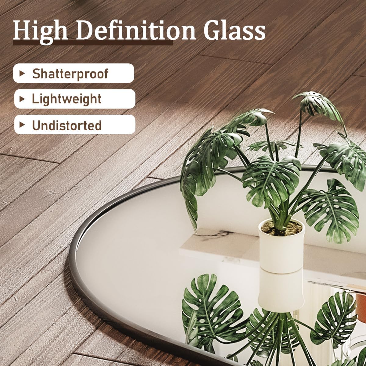 VooBang 24"x65" Black Arched Floor Full Length Dressing Body Mirror | Shatterproof Tempered Glass, Modern Minimalist Chic Room Decor, Standing Wall Mounted Leaning for Living Room, Bedroom