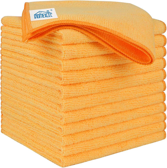 HOMEXCEL Yellow Microfiber Cleaning Cloths 12 Pack, 12.5 x 12.5 inch Microfiber Towel for Cars, Ultra Absorbent Car Washing