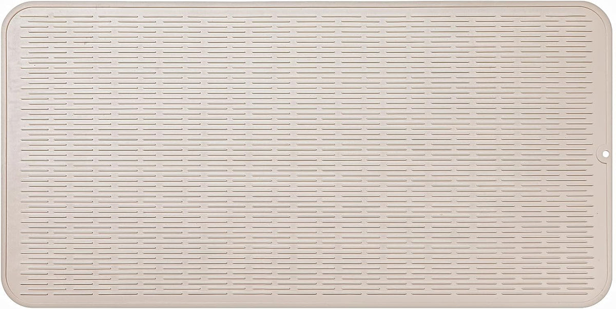 Silicone Dish Drying Mat for Multiple Usage,Easy clean,Eco-friendly,Heat-resistant Silicone Mat for Kitchen Counter or Sink,Refrigerator or Drawer Liner Tapioca 5XL 36inches x 18inches