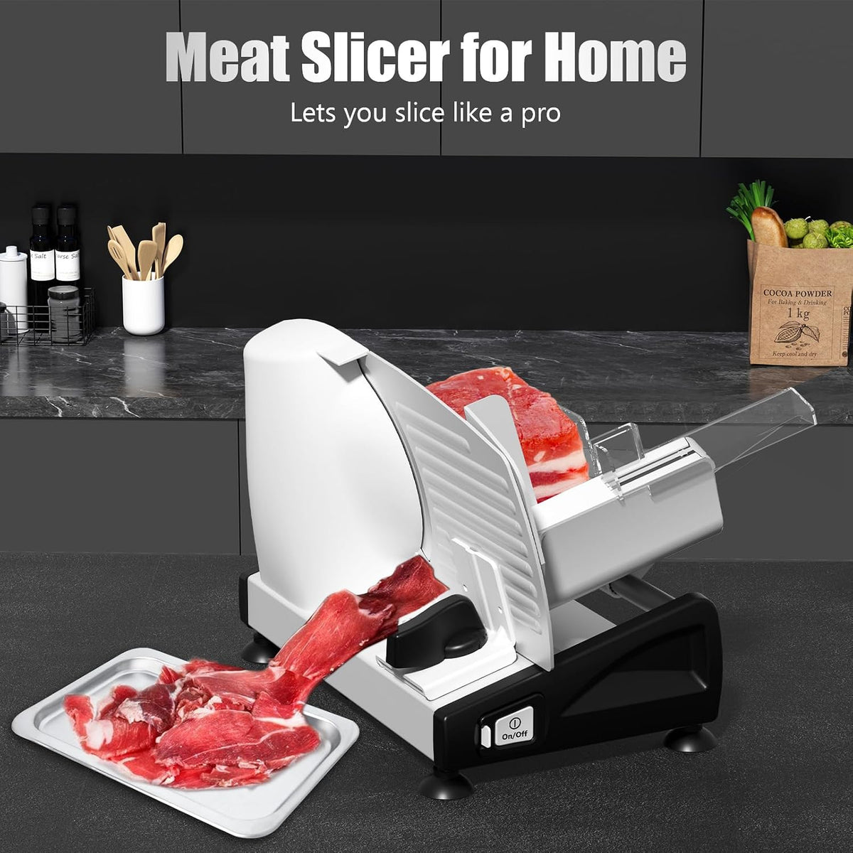 OSTBA Meat Slicer, Two 7.5” Stainless Steel Blades, 200W DC Motor