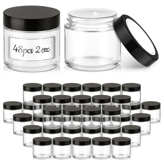2 OZ Glass Jars with Lids, 48 Pack Clear Small Glass Containers