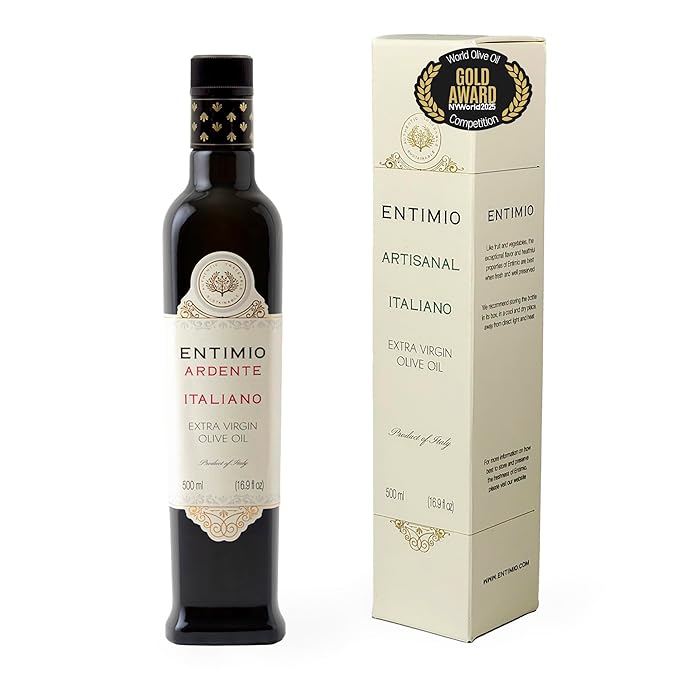 Entimio Ardente Organic Italian Extra Virgin Olive Oil from Italy, 600+ mg/kg High in Polyphenols, 2025 Gold Winner, Sicily Early Harvest evoo, Cold Extracted, Lab Tested - 16.9 fl oz