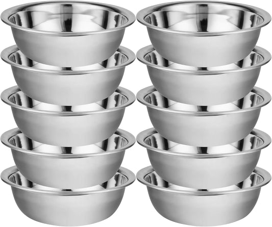10 Pcs 11 x 3 Inch Stainless Steel Mixing Bowls for Bulk Food Prep with Nesting Design for Hotel Restaurant and Home Kitchen