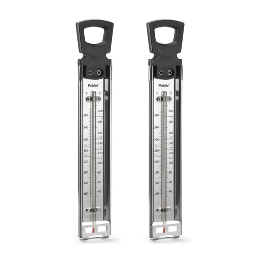 Polder Candy/Jelly/Deep Fry Thermometer, Stainless Steel, with Adjustable Sliding Pot Clip Attachment and Quick Reference