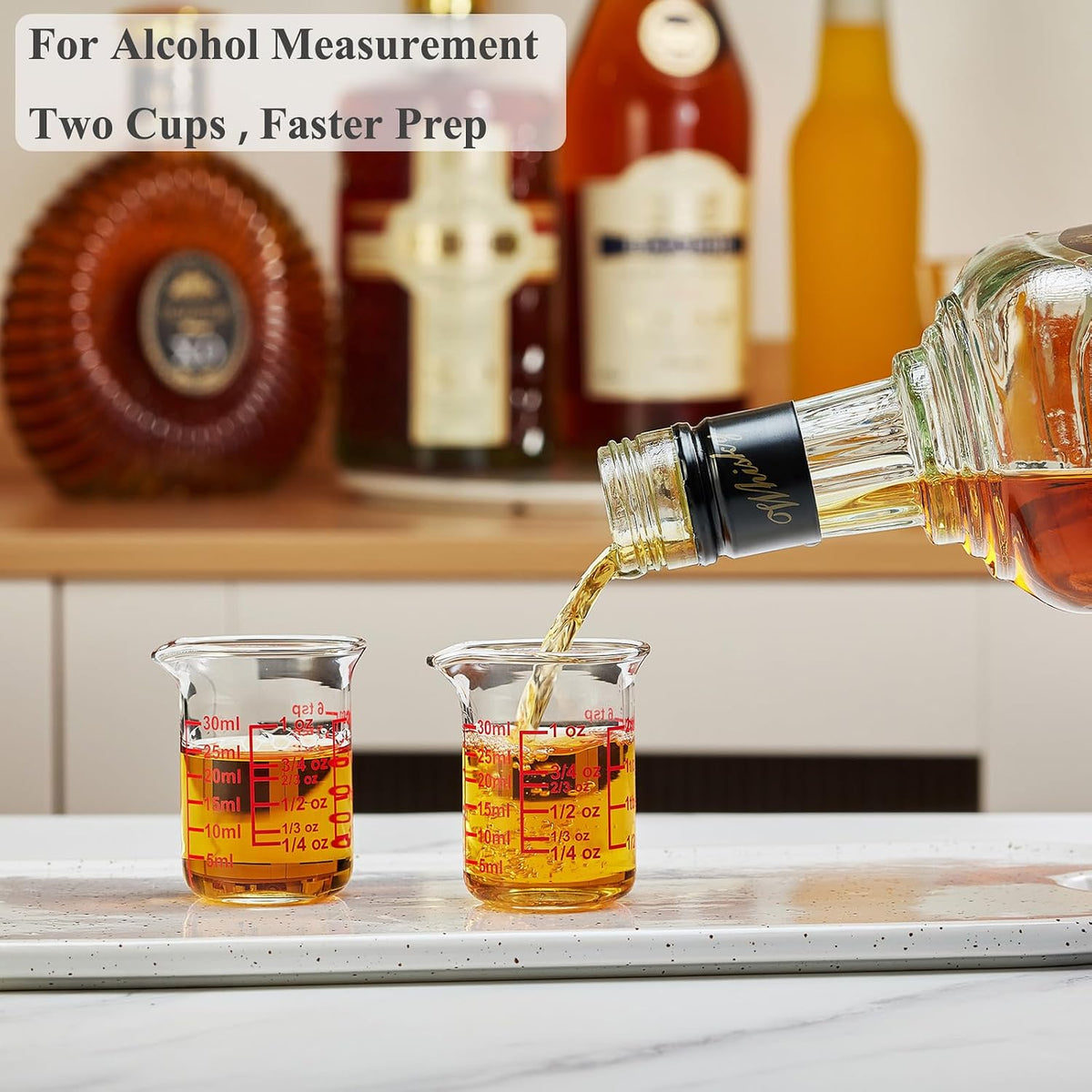 Ackers BORO3.3 Glass Measuring Cups with V-Spouts, 30 ml/1 oz, 2 Pack