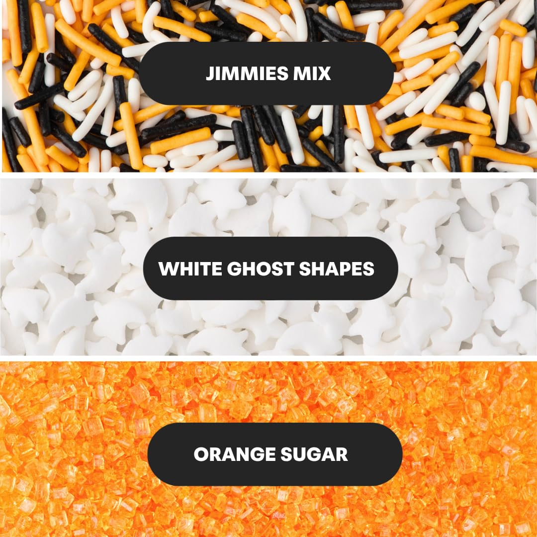 Sweets Indeed Dye Free Halloween Sprinkles 3 Pack, Jimmies, Sugar, 7.72 oz