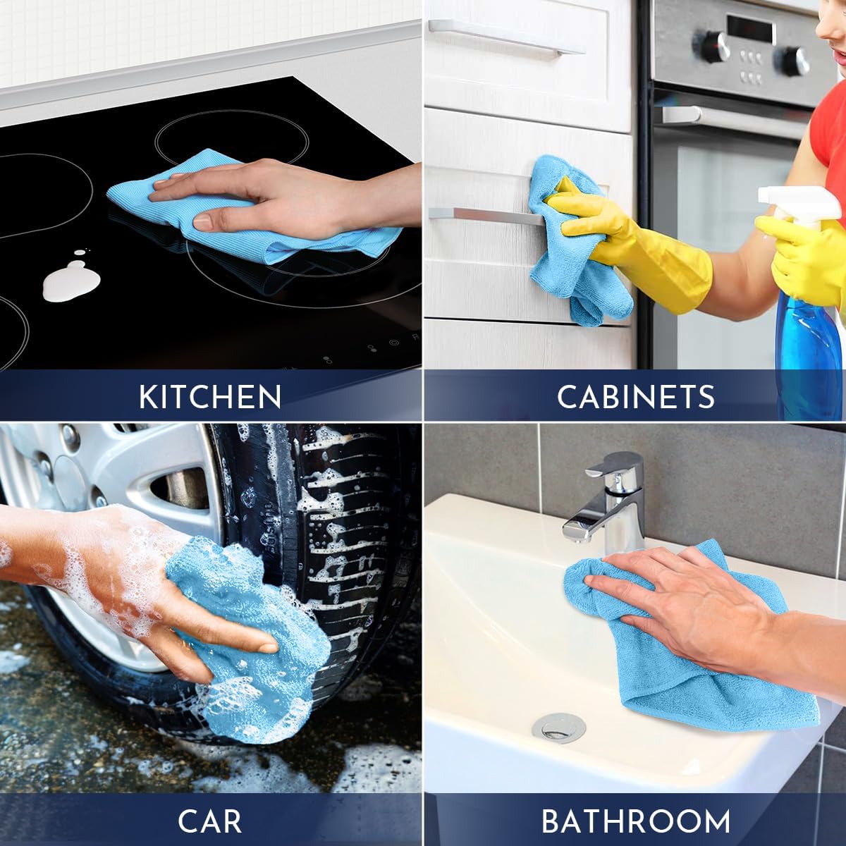 GLIMGLINT Microfiber Cleaning Cloth, 150 Pack Towels for Cars 14 X12 Inch