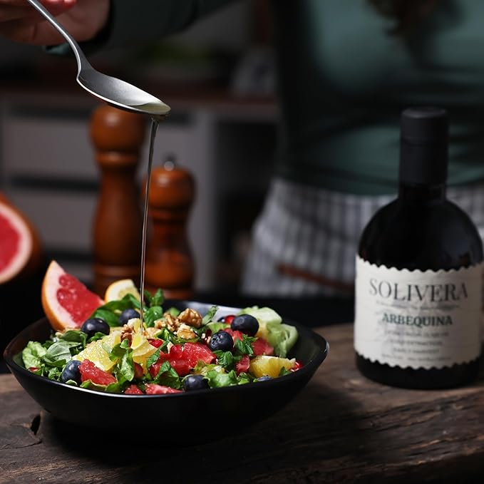 Solivera Arbequina Extra Virgin Olive Oil Cold Pressed, 300+ Polyphenols Rich, Single-Origin Organic Olive Oil, Delicately Fruity, Hand Picked Early Harvest - 16.8 fl. oz.
