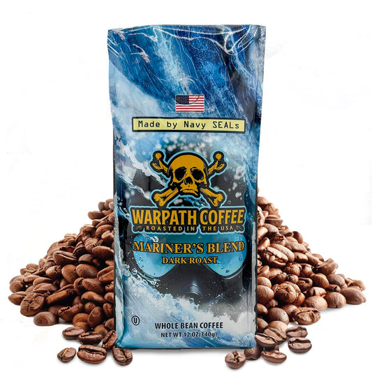 Warpath Coffee Dark Roast Whole Bean Coffee, Mariner's Blend, High Caffeine, Extra Strong Roasted 100% Arabica Coffee Beans