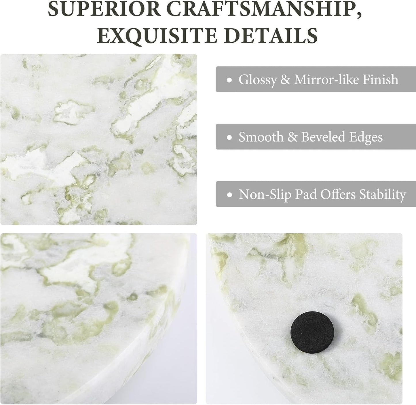Koville African Natural Marble Cutting Board for Kitchen, 11inch Round Hand Crafted Marble Slab for Cheese, Charcuterie, Pastry Board - Wedding Gift, House Warming Gift(Bianco Palomino)