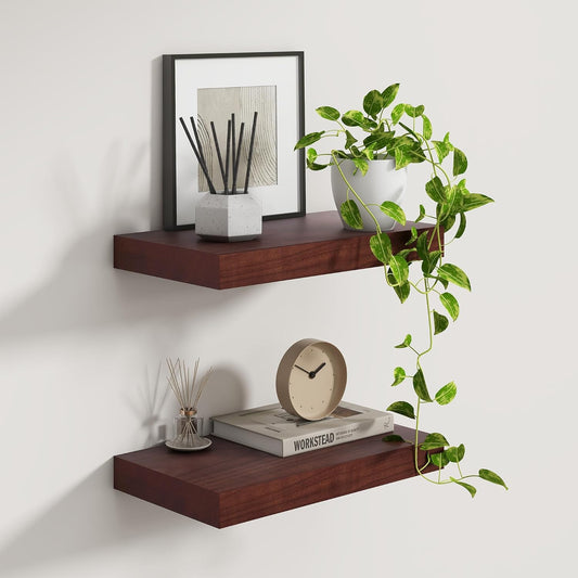 Fun Memories 9 Inch Deep Floating Shelves, Rustic Solid Wood Floating Shelf 16 Inch Long, 16 x 9 Wide Bathroom Shelves for