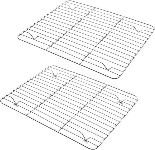 TeamFar Cooling Rack, 11.7” x 9” Stainless Steel Wire Baking Rack, 2PCS | for Cooking Roasting Grilling, Fit for Oven Pan, Oven &amp; Dishwasher Safe, Non-toxic &amp; Heavy-Duty