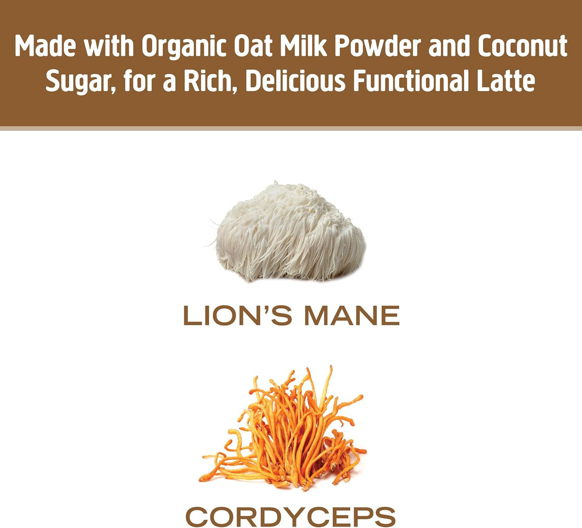OM MUSHROOM SUPERFOOD Coffee Latte Blend – Functional Mushroom Powder with Lion’s Mane &amp; Cordyceps – Energy, Focus &amp; Mental Clarity Support – 8.47 oz Canister (30 Servings)