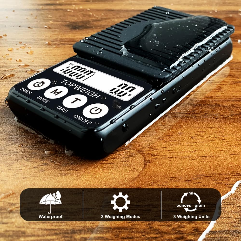 Waterproof Espresso Scale Kit, 1000g x 0.1g, Portafilter Weighing Plate, Coffee Bean Dosing Cup, Spray Bottle, RDT Tool Set, Barista Cleaning Brushes &amp; Batteries Included