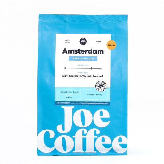 Joe Coffee Company (NYC Roaster), Amsterdam Ground Specialty Coffee, 12 oz Bag, Rainforest Alliance Certified, Kosher,