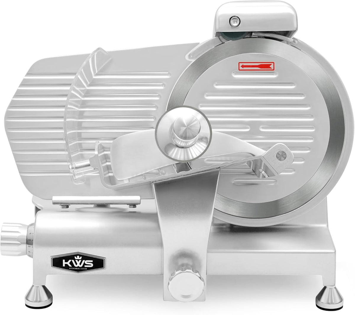 MS-10ES All Metal 320W Electric Meat Slicer 10-Inch with 304 Stainless Steel Blade &amp; Extended Back Space, Frozen Meat/Cheese/Food Slicer Low Noise Commercial and Home Use [ ETL, NSF Certified ]