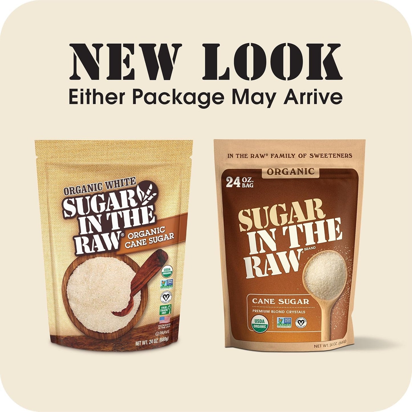 Sugar In The Raw, Organic Cane Granulated Sugar Bag, 24 oz | Fair Trade &amp; USDA Organic Certified Granulated Cane Sugar, Non-GMO Project Verified, Kosher, Vegan and Gluten Free