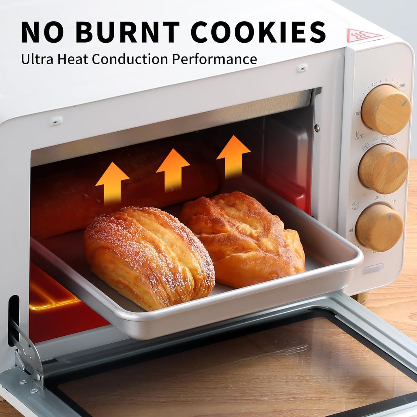11 Inch Baking Sheet Pans, 2PCS Nonstick Toaster Oven Pan, Small Oven Replacement Trays, Silver