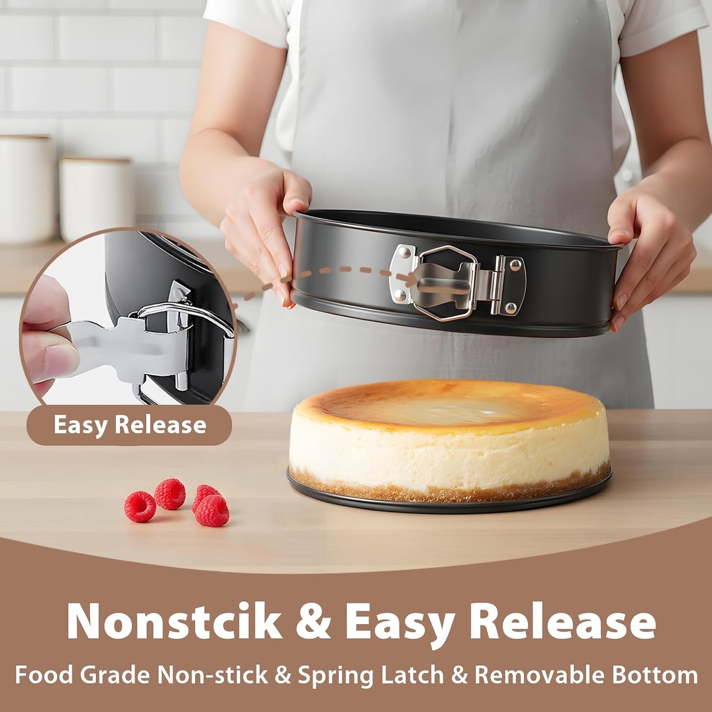 Springform Pan 9 Inch Nonstick Cheesecake Pan with Protector