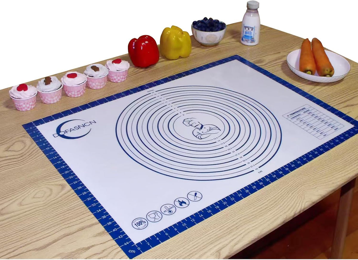 Silicone Pastry Mat for Rolling Dough Non Slip Non Stick Dough Mat for Restaurants &amp; Home Baking (blue, 19.7"x27.6")