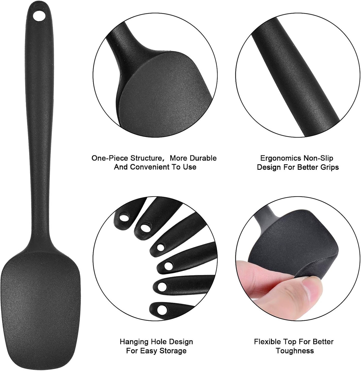 Silicone Spatula Set Food Heat Resistant Kitchen Rubber | Food Grade Silicone SeamlessUtensils One Piece Design BPA-Free,Non-Stick,Dishwasher Safe,Cooking and Mixing Set of 6PCS