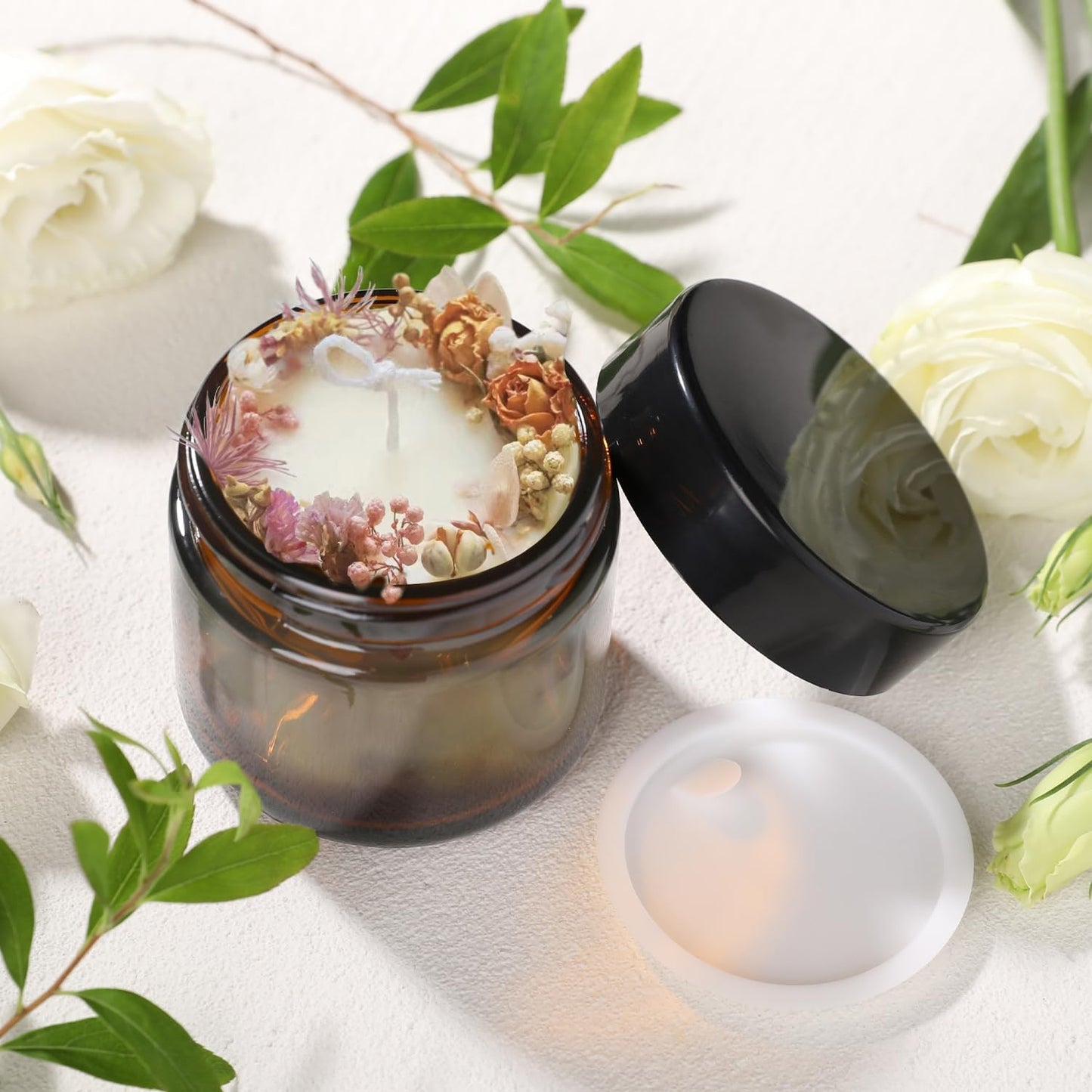 1 ozGlass Cosmetic Jars With Lids 3pcs Small Makeup Containers(1 OZ, Amber)
