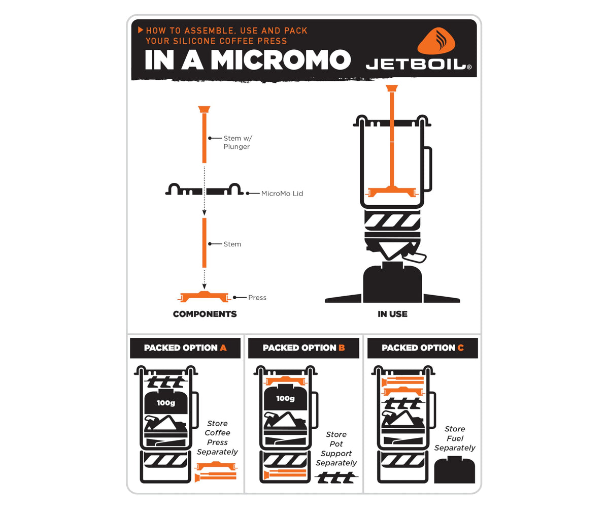 Jetboil Silicone French Press Coffee Maker Camping Stoves, Regular