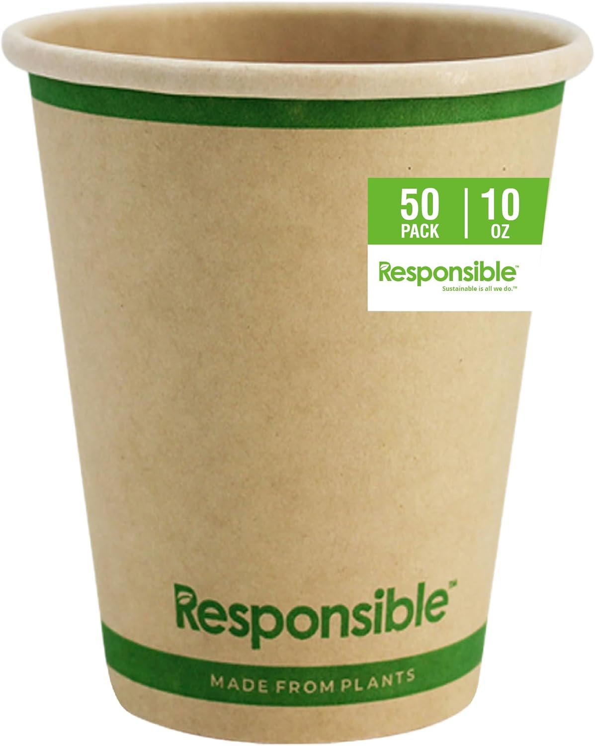 Certified Compostable 10 oz Paper Cups, Cold ＆ Hot Coffee Cups, Disposable Paper Cups, Extra Strengt