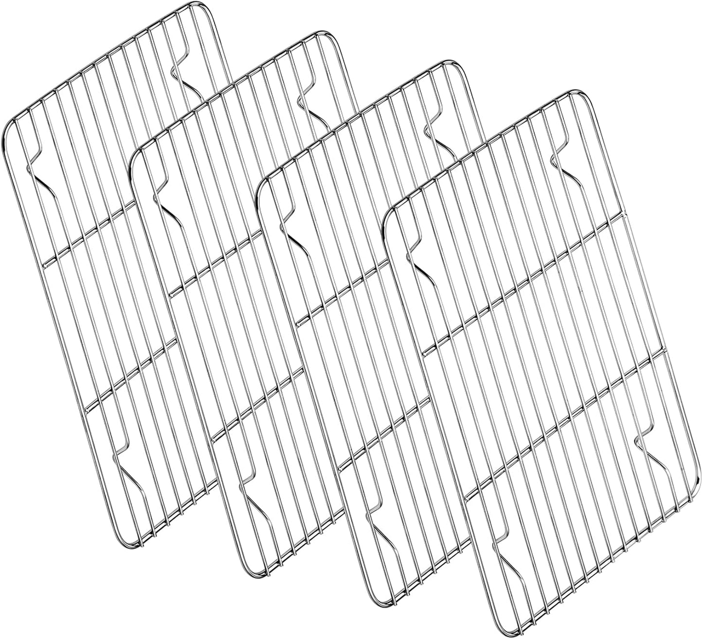 P&amp;P CHEF 4 Pcs Baking Wire Rack for Cooling, 11.6 Inch | Rectangle Cooling Racks for Cooking and Roasting, Fit for Oven Pan, Healthy &amp; Non-Toxic, Rust Free &amp; Dishwasher Safe