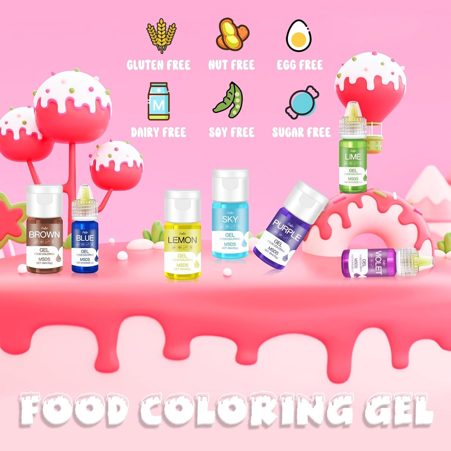 Gel Food Coloring - 22 Vivid Colors Gel Food Coloring Set for Baking, Cake Decorating, Cookie, Fondant, Macaron - Tasteless Concentrated Edible Food Color Dye for Icing, Drinks, Crafts - 6ml Bottles