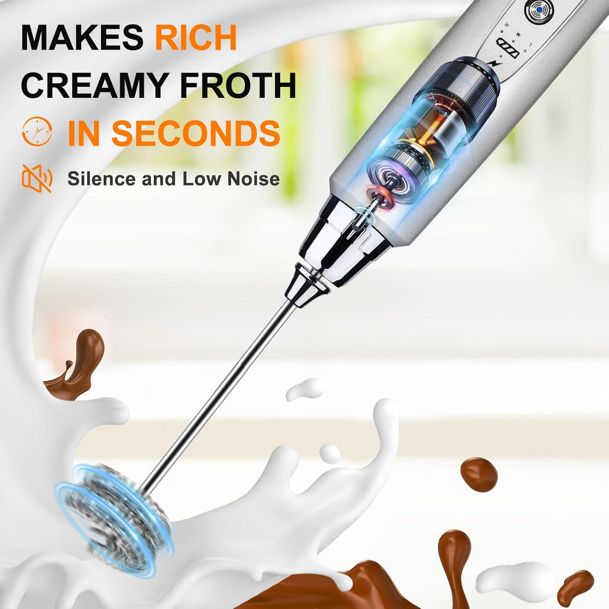 YUSWKO Handheld Milk Frother Wand for Coffee